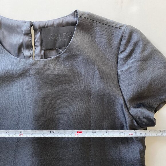 J.Crew Collection Wool Silk Twill Top Black Short Sleeve Blouse Size 00 Holidays - Picture 12 of 12